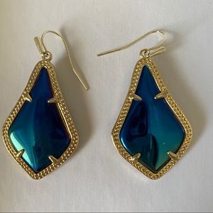 Kendra Scott blue, black & gold teardrop earrings